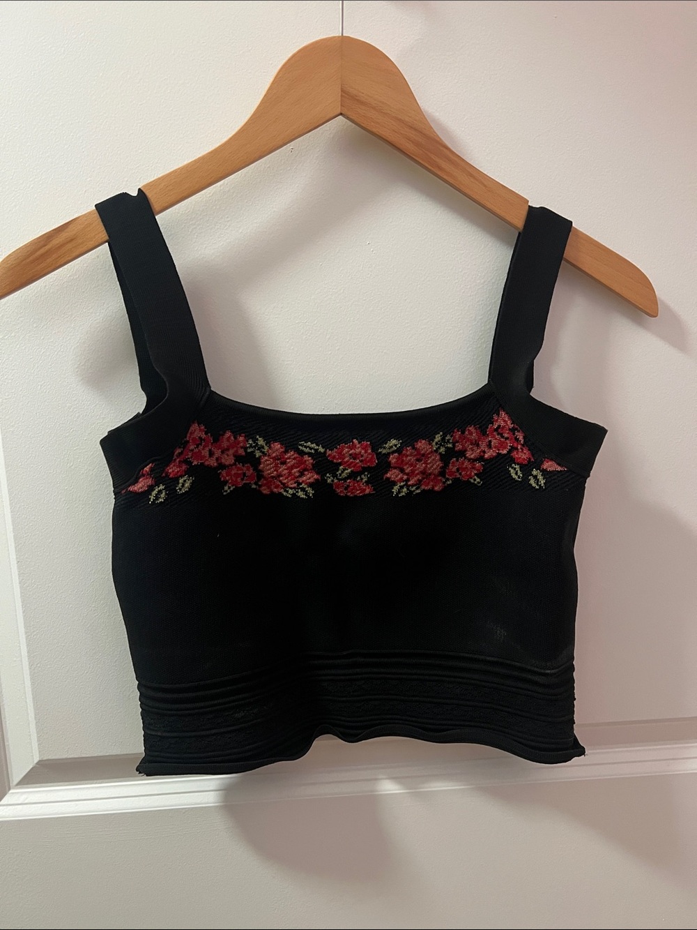 Rouje black floral crop top